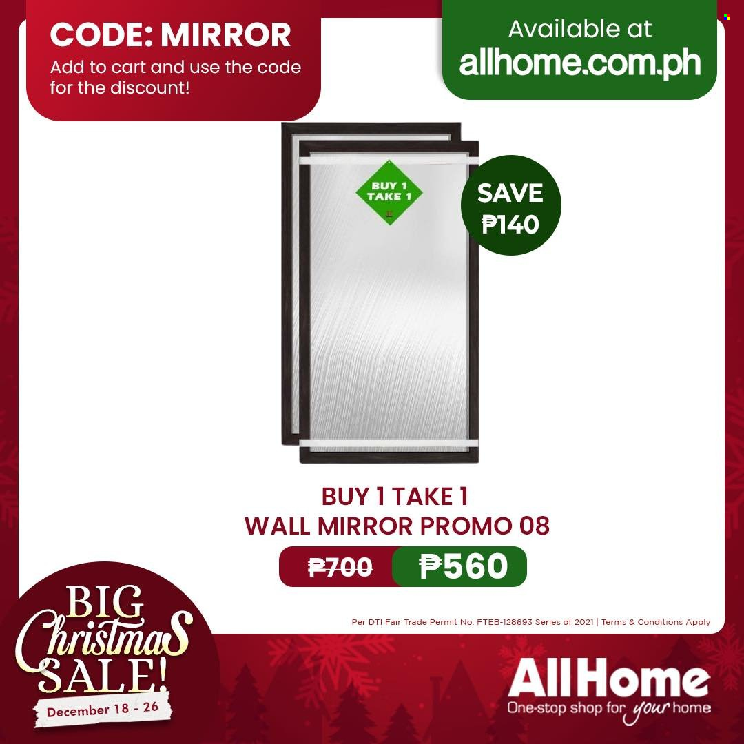 thumbnail - AllHome offer  - 18.12.2021 - 26.12.2021 - Sales products - mirror, cart. Page 9.