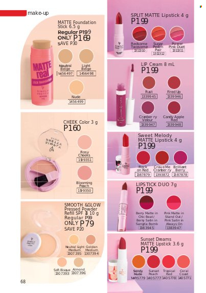 thumbnail - Avon offer  - 1.1.2022 - 31.1.2022 - Sales products - lipstick, face powder. Page 68.