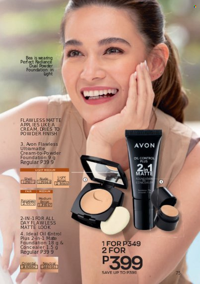 thumbnail - Avon offer  - 1.1.2022 - 31.1.2022 - Sales products - Avon, corrector, face powder, powder foundation. Page 75.