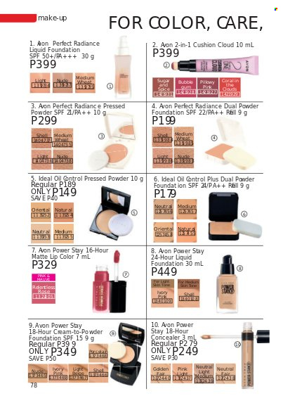 thumbnail - Avon offer  - 1.1.2022 - 31.1.2022 - Sales products - Avon, corrector, lip color, face powder, powder foundation. Page 78.
