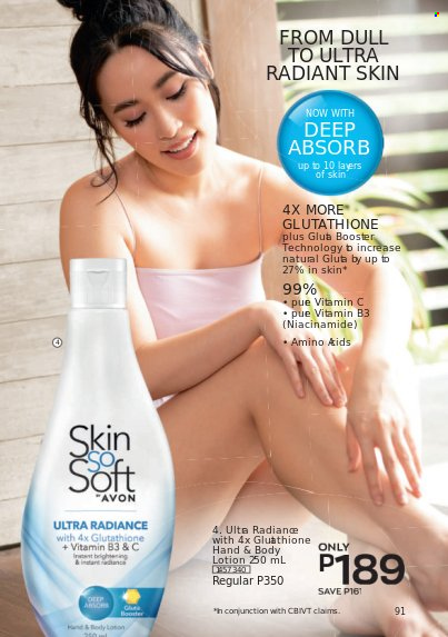 thumbnail - Avon offer  - 1.1.2022 - 31.1.2022 - Sales products - Avon, Niacinamide, body lotion, vitamin c. Page 91.