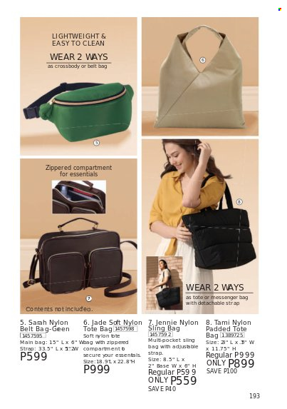 thumbnail - Avon offer  - 1.1.2022 - 31.1.2022 - Sales products - bag, tote, tote bag, sling bag. Page 193.