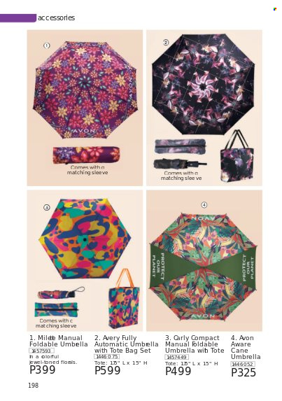 thumbnail - Avon offer  - 1.1.2022 - 31.1.2022 - Sales products - Avon, bag, tote, tote bag, umbrella. Page 198.