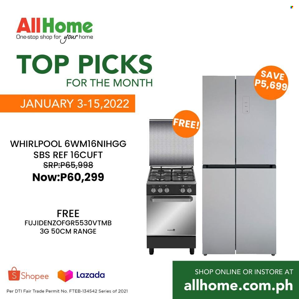 thumbnail - AllHome offer  - 3.1.2022 - 15.1.2022 - Sales products - Whirlpool. Page 1.