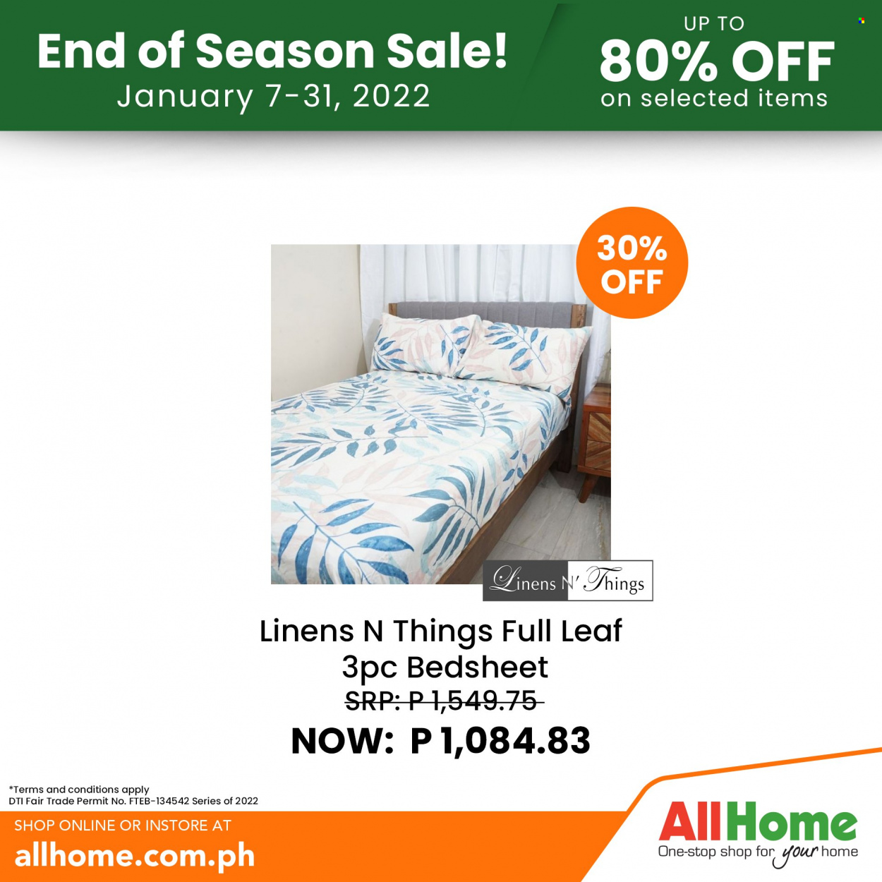 thumbnail - AllHome offer  - 7.1.2022 - 31.1.2022 - Sales products - linens. Page 21.