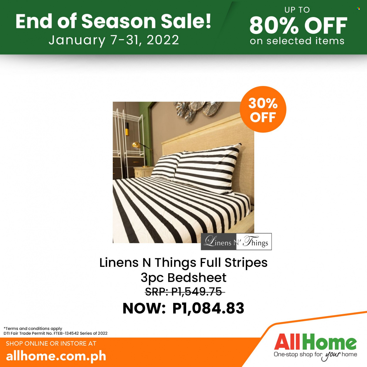 thumbnail - AllHome offer  - 7.1.2022 - 31.1.2022 - Sales products - linens. Page 22.