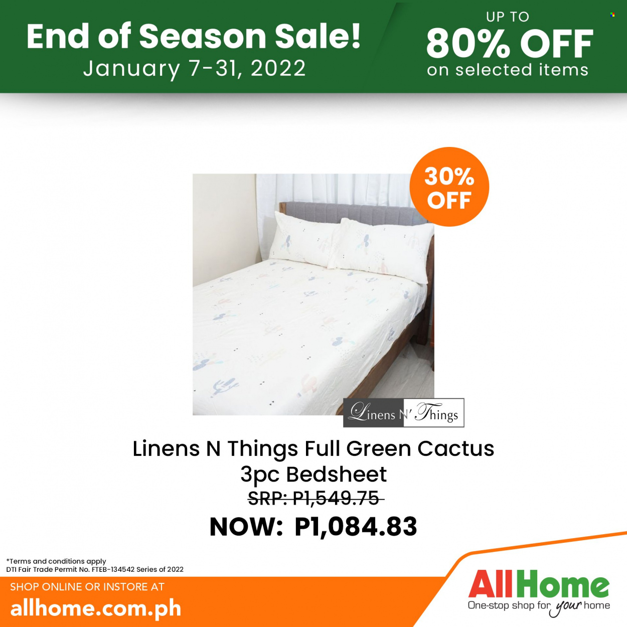 thumbnail - AllHome offer  - 7.1.2022 - 31.1.2022 - Sales products - linens, cactus. Page 23.
