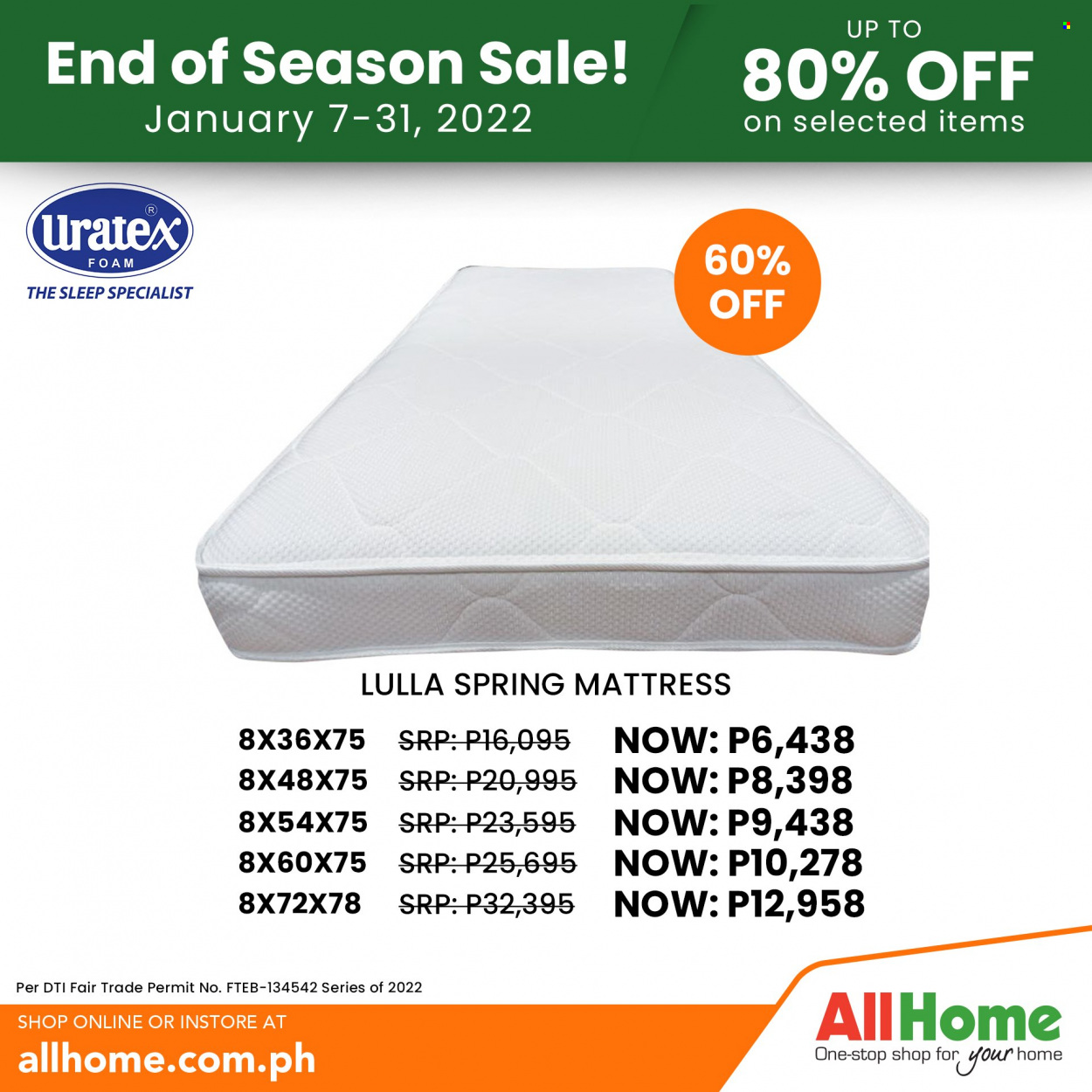 thumbnail - AllHome offer  - 7.1.2022 - 31.1.2022 - Sales products - mattress. Page 35.