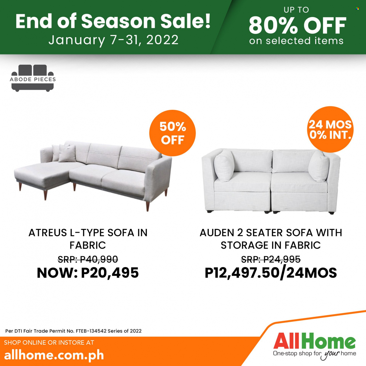 thumbnail - AllHome offer  - 7.1.2022 - 31.1.2022 - Sales products - sofa. Page 39.