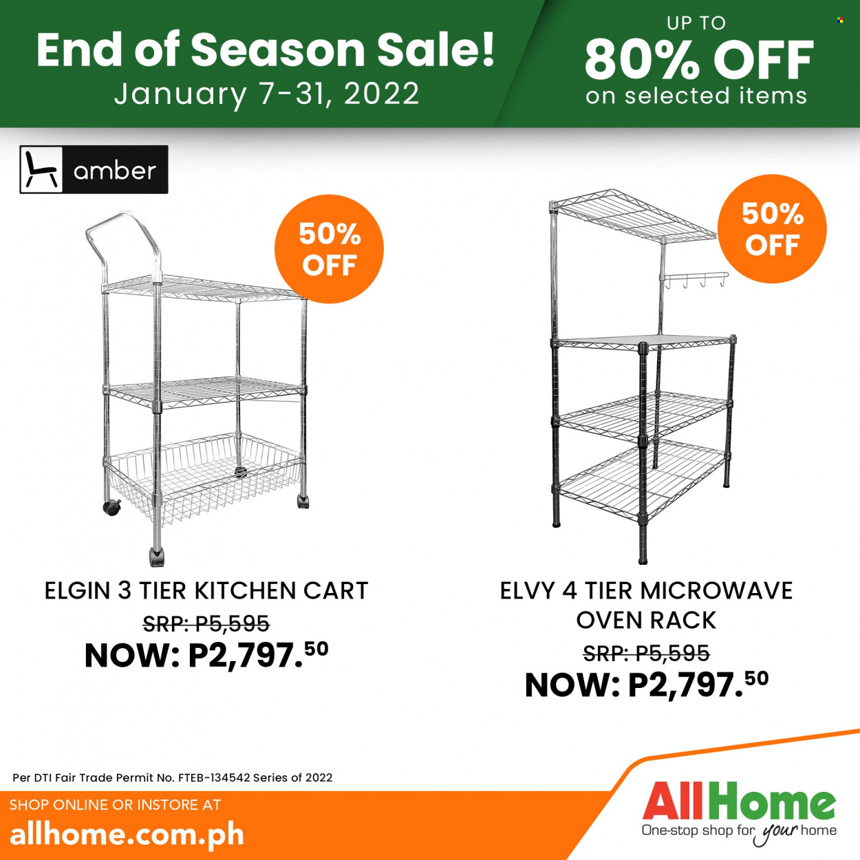 thumbnail - AllHome offer  - 7.1.2022 - 31.1.2022 - Sales products - oven, microwave, kitchen cart, cart. Page 46.