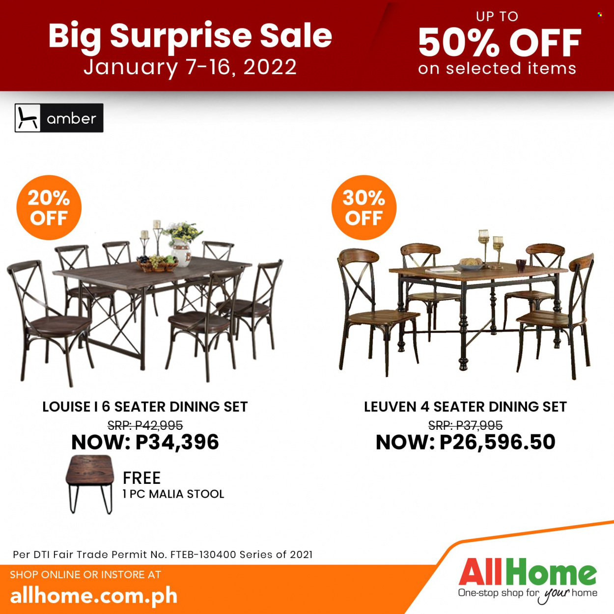 thumbnail - AllHome offer  - 7.1.2022 - 16.1.2022 - Sales products - dining set, stool. Page 2.