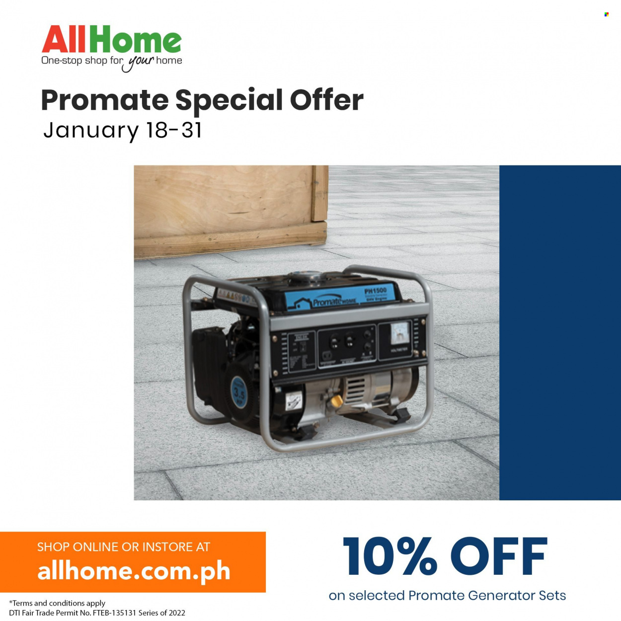 thumbnail - AllHome offer  - 18.1.2022 - 31.1.2022 - Sales products - generator. Page 1.