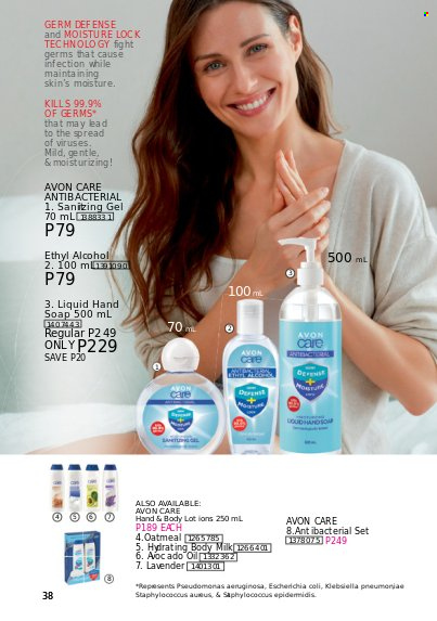 thumbnail - Avon offer  - 1.5.2022 - 31.5.2022 - Sales products - hand soap, Avon, soap, body milk. Page 38.