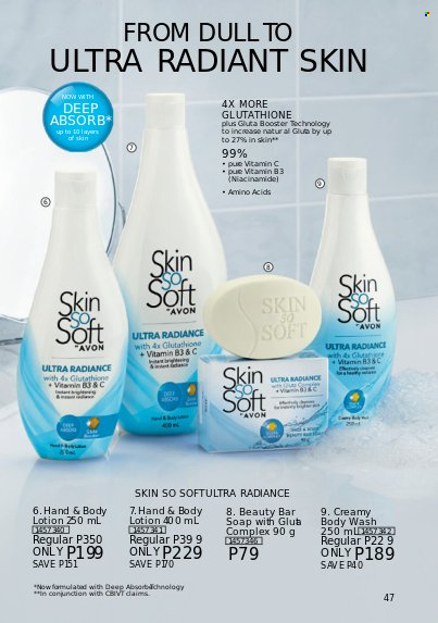 thumbnail - Avon offer  - 1.5.2022 - 31.5.2022 - Sales products - body wash, Avon, soap bar, soap, Niacinamide, body lotion, vitamin c. Page 47.