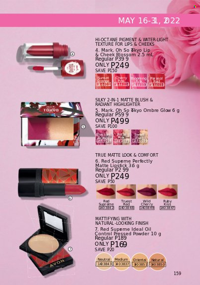 thumbnail - Avon offer  - 1.5.2022 - 31.5.2022 - Sales products - Avon, lipstick, face powder. Page 159.