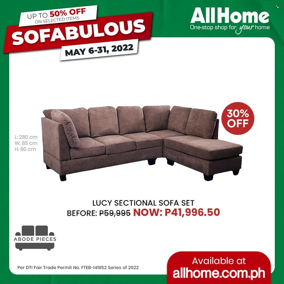 thumbnail - AllHome offer  - 6.5.2022 - 31.5.2022 - Sales products - sofa. Page 2.