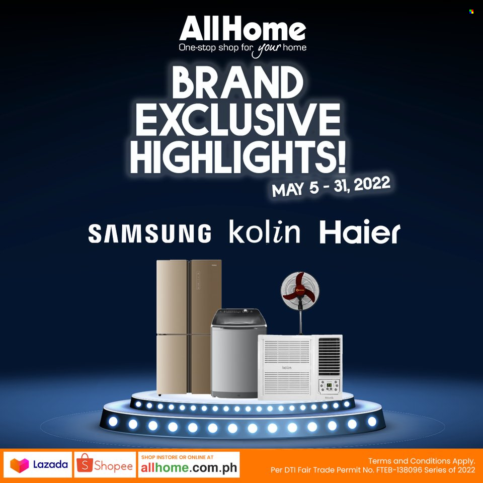 thumbnail - AllHome offer  - 5.5.2022 - 31.5.2022 - Sales products - Samsung, Haier. Page 1.