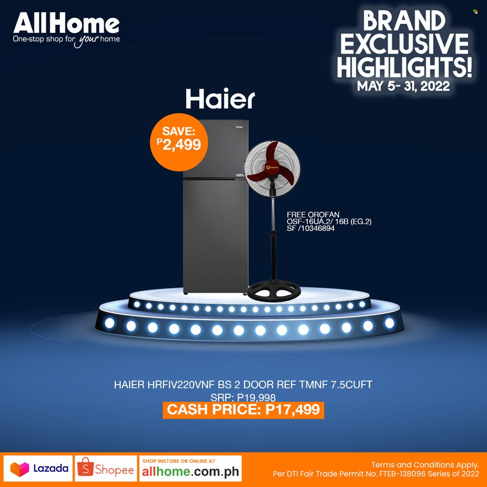 thumbnail - AllHome offer  - 5.5.2022 - 31.5.2022 - Sales products - Haier. Page 12.