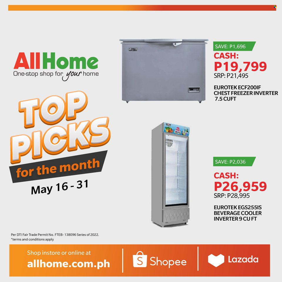 thumbnail - AllHome offer  - 16.5.2022 - 31.5.2022 - Sales products - freezer, chest freezer. Page 2.