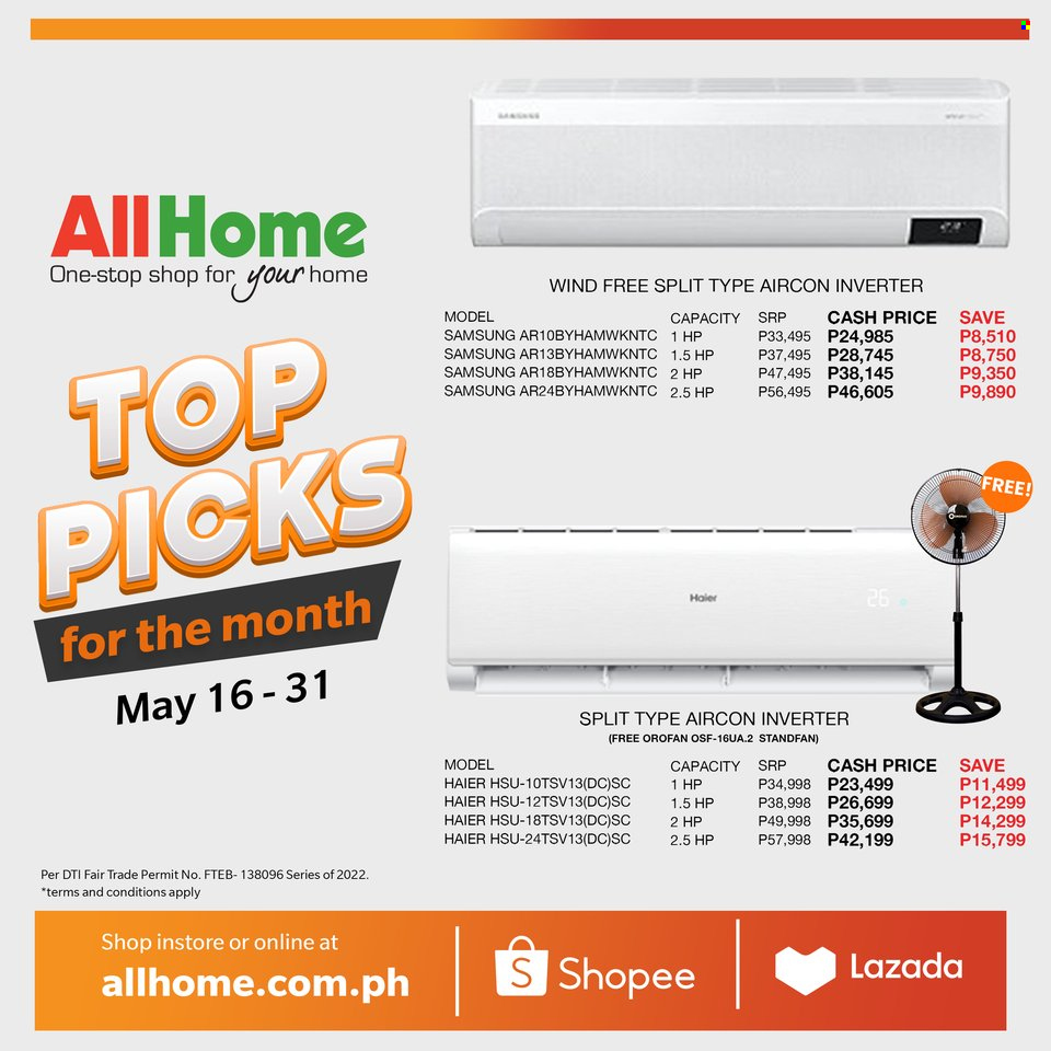 thumbnail - AllHome offer  - 16.5.2022 - 31.5.2022 - Sales products - Hewlett Packard, Samsung, Haier. Page 3.