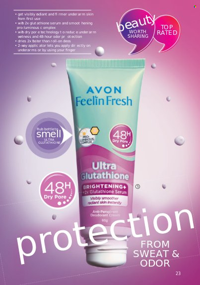 thumbnail - Avon offer  - 1.7.2022 - 31.7.2022 - Sales products - Avon, serum, anti-perspirant, roll-on, deodorant. Page 23.