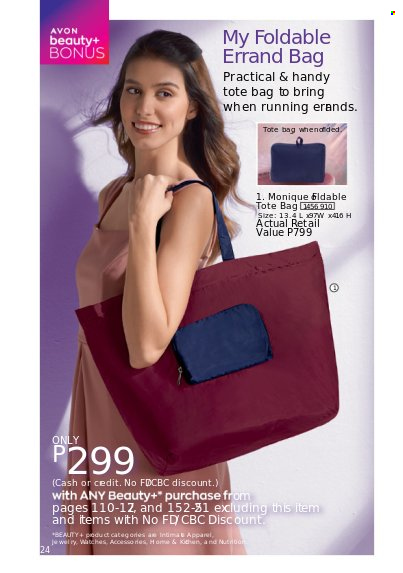 thumbnail - Avon offer  - 1.7.2022 - 31.7.2022 - Sales products - Avon, bag, tote, tote bag, watch, jewelry. Page 24.