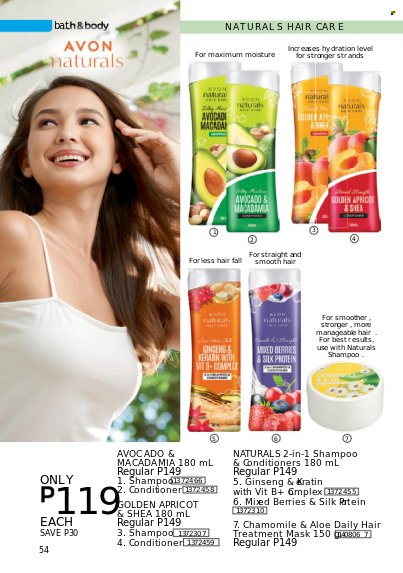 thumbnail - Avon offer  - 1.7.2022 - 31.7.2022 - Sales products - shampoo, Avon, conditioner, ginseng. Page 54.