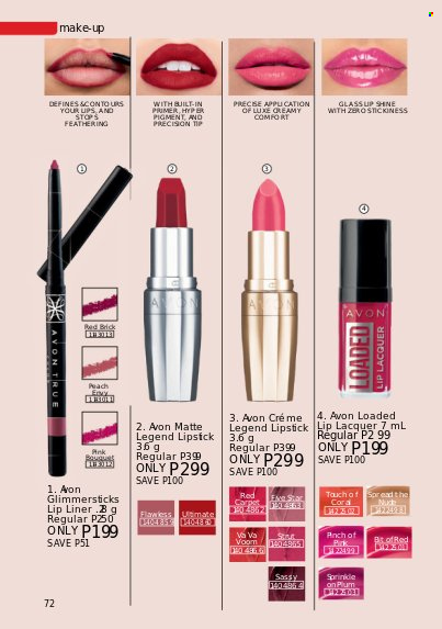 thumbnail - Avon offer  - 1.7.2022 - 31.7.2022 - Sales products - Voom, Avon, glimmerstick, lipstick, makeup. Page 72.