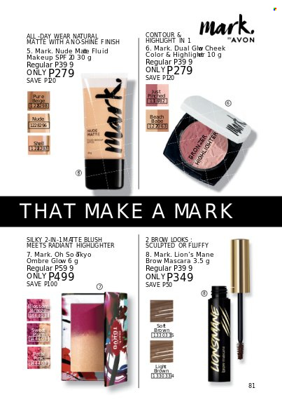 thumbnail - Avon offer  - 1.7.2022 - 31.7.2022 - Sales products - Avon, makeup, mascara, contour, highlighter powder, bronzing powder. Page 81.