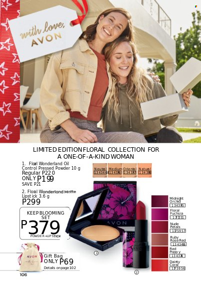 thumbnail - Avon offer  - 1.7.2022 - 31.7.2022 - Sales products - Avon, lipstick, face powder. Page 106.