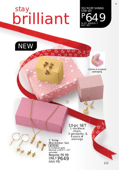 thumbnail - Avon offer  - 1.7.2022 - 31.7.2022 - Sales products - gift set, earrings, necklace, pendant, jewelry. Page 113.