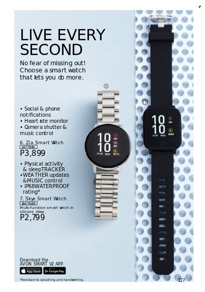 thumbnail - Avon offer  - 1.7.2022 - 31.7.2022 - Sales products - Avon, smart watch, No Fear. Page 127.