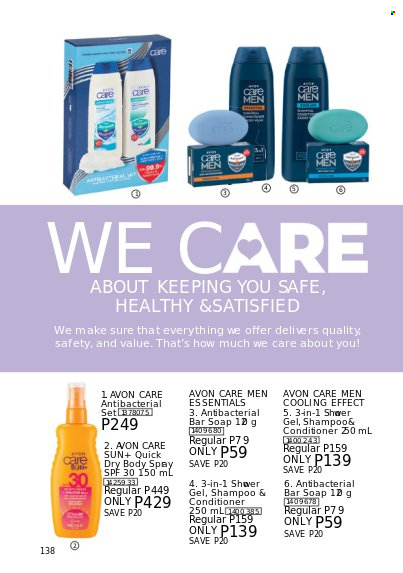 thumbnail - Avon offer  - 1.7.2022 - 31.7.2022 - Sales products - shampoo, Avon, soap bar, soap, conditioner, quick dry. Page 138.