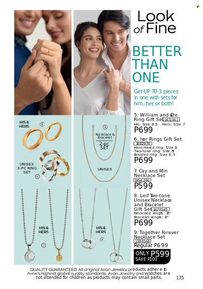 thumbnail - Avon offer  - 1.7.2022 - 31.7.2022 - Sales products - Avon, gift set, bracelet, necklace, watch, jewelry. Page 175.