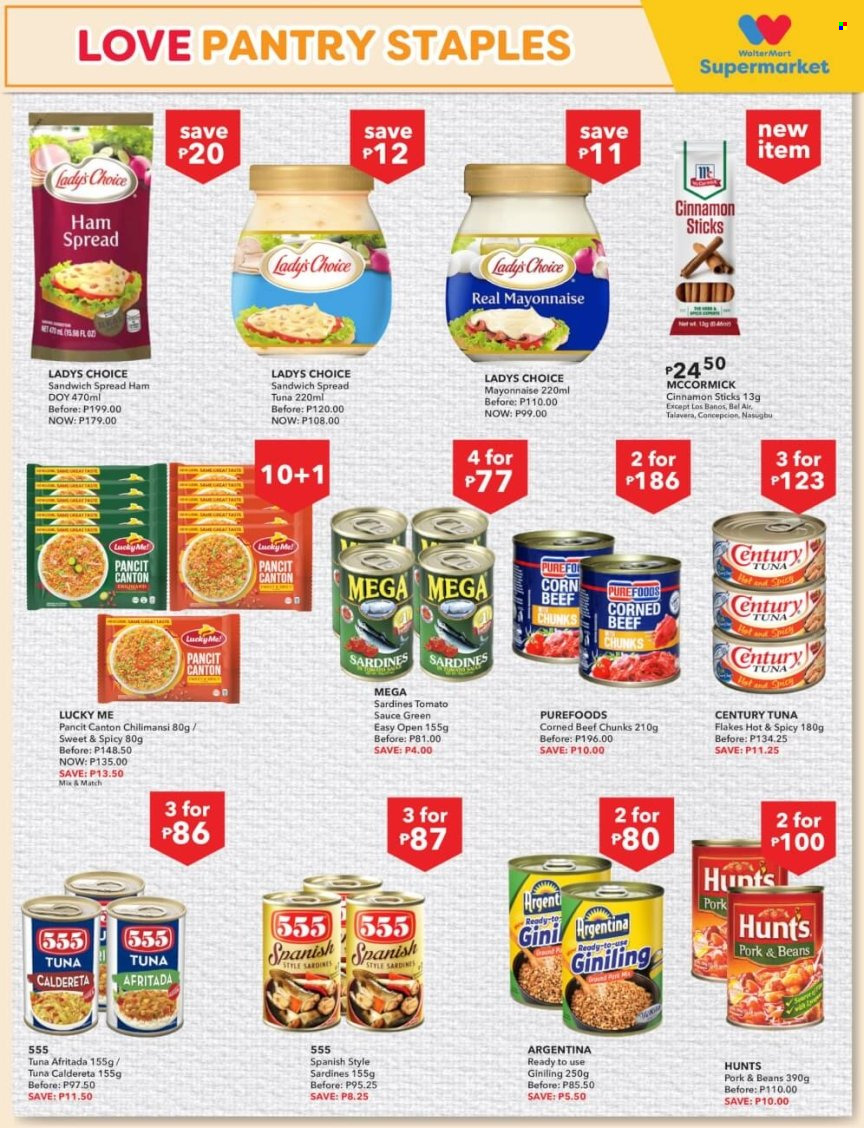 thumbnail - Walter Mart offer  - 1.7.2022 - 14.7.2022 - Sales products - beans, corn, cod, sardines, tuna, sandwich, sauce, ham, corned beef, mayonnaise, tomato sauce, cinnamon, beef meat. Page 8.