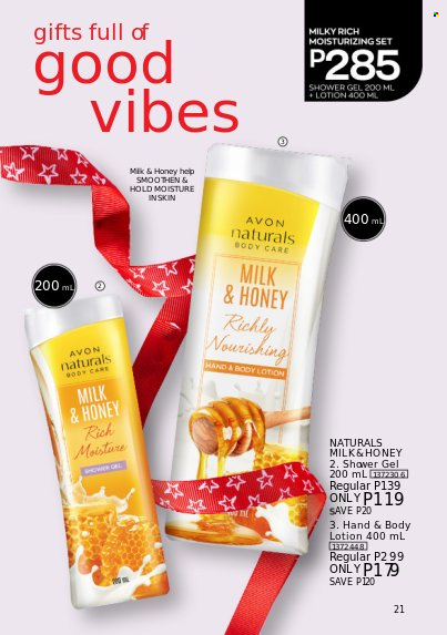 thumbnail - Avon offer  - Sales products - shower gel, Avon, body lotion, shaver. Page 21.