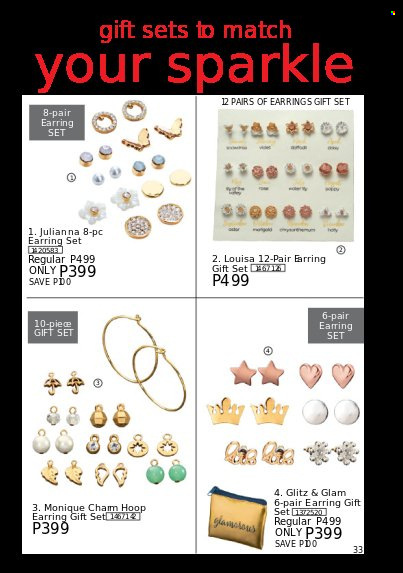 thumbnail - Avon offer  - Sales products - gift set, earrings. Page 33.