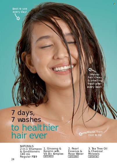 thumbnail - Avon offer  - 1.8.2022 - 31.8.2022 - Sales products - shampoo, keratin, ginseng, tea tree oil. Page 24.