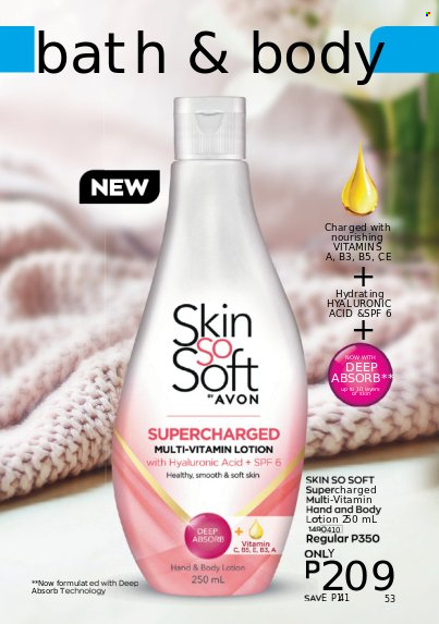 thumbnail - Avon offer  - 1.8.2022 - 31.8.2022 - Sales products - Avon, Skin So Soft, body lotion, vitamin c. Page 53.