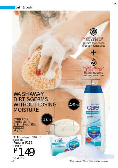 thumbnail - Avon offer  - 1.8.2022 - 31.8.2022 - Sales products - body wash, Avon, soap bar, soap. Page 64.