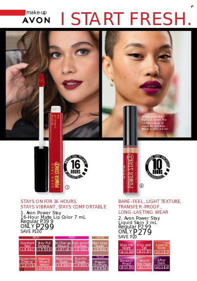 thumbnail - Avon offer  - 1.8.2022 - 31.8.2022 - Sales products - Avon, lip color, makeup. Page 74.