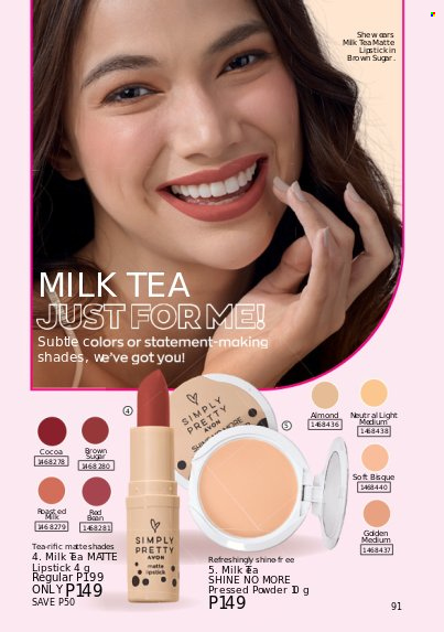 thumbnail - Avon offer  - 1.8.2022 - 31.8.2022 - Sales products - Avon, lipstick, shades, face powder. Page 91.