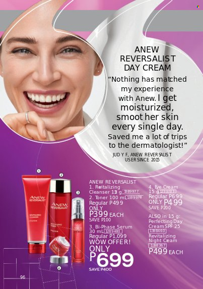thumbnail - Avon offer  - 1.8.2022 - 31.8.2022 - Sales products - Anew, cleanser, day cream, serum, toner, eye cream. Page 96.
