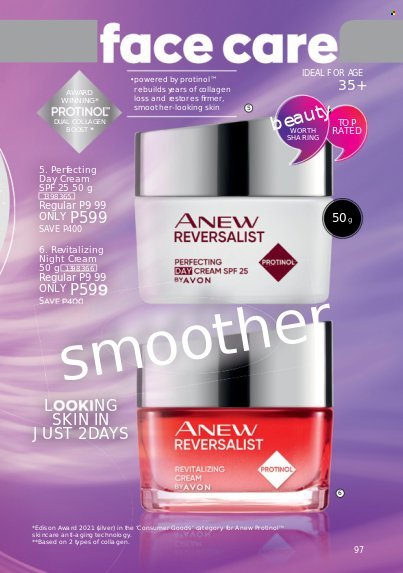 thumbnail - Avon offer  - 1.8.2022 - 31.8.2022 - Sales products - Anew, day cream, night cream. Page 97.