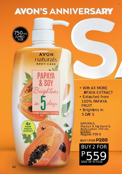 thumbnail - Avon offer  - 1.8.2022 - 31.8.2022 - Sales products - Avon, body lotion. Page 142.