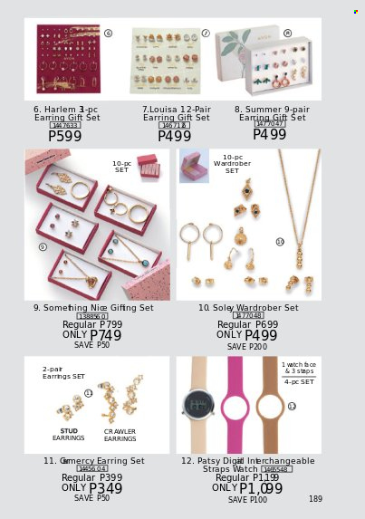 thumbnail - Avon offer  - 1.8.2022 - 31.8.2022 - Sales products - gift set, earrings, watch. Page 189.