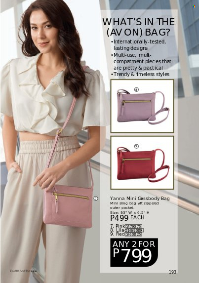 thumbnail - Avon offer  - 1.8.2022 - 31.8.2022 - Sales products - Avon, bag, sling bag. Page 193.