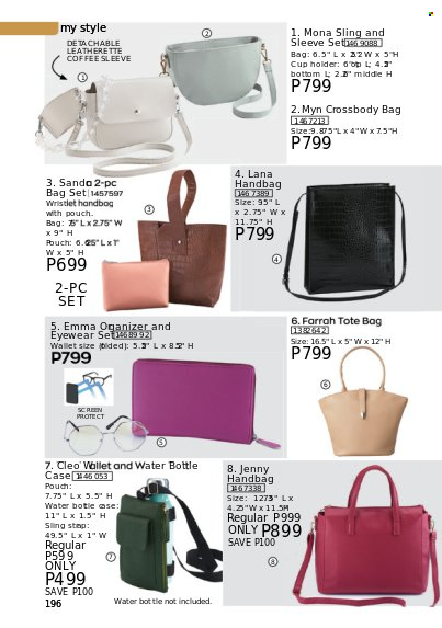 thumbnail - Avon offer  - 1.8.2022 - 31.8.2022 - Sales products - drink bottle, handbag, tote, cross body bag, tote bag, wallet. Page 196.
