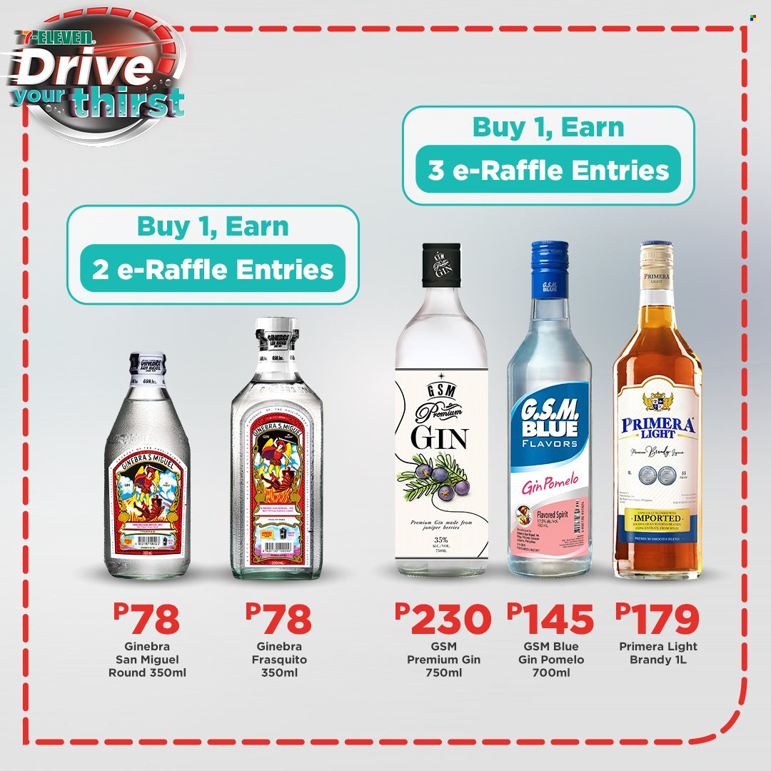 thumbnail - 7 Eleven offer  - 14.7.2022 - 6.9.2022 - Sales products - pomelo, brandy, gin, San Miguel. Page 22.