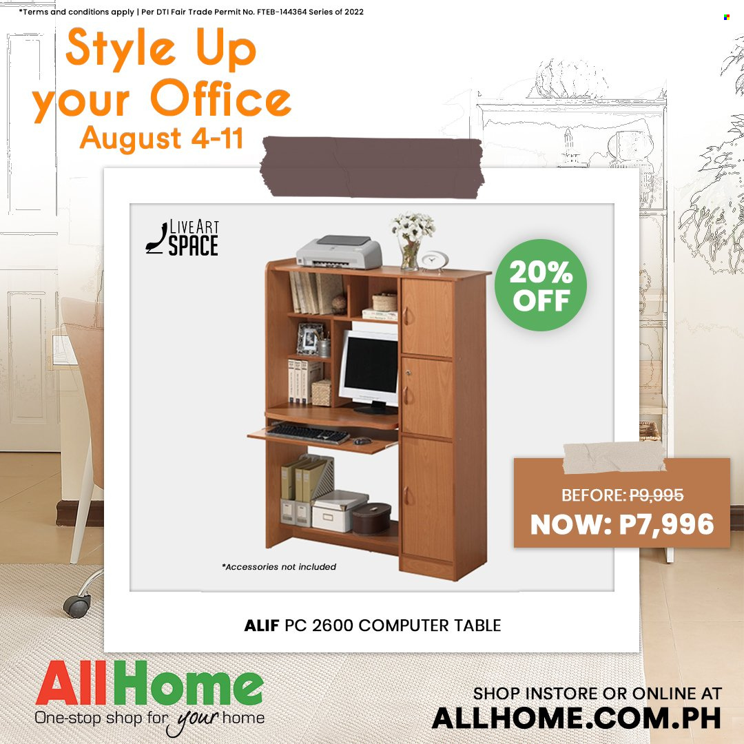 thumbnail - AllHome offer  - 4.8.2022 - 11.8.2022 - Sales products - computer, table. Page 3.